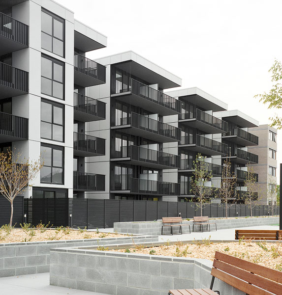 Dickson Village rental apartments with modern balconies and outdoor space in Canberra