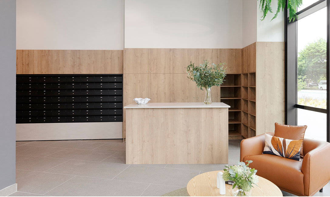 Dickson Village Apartments in Canberra’s Inner North—build-to-rent facade above a new retail centre