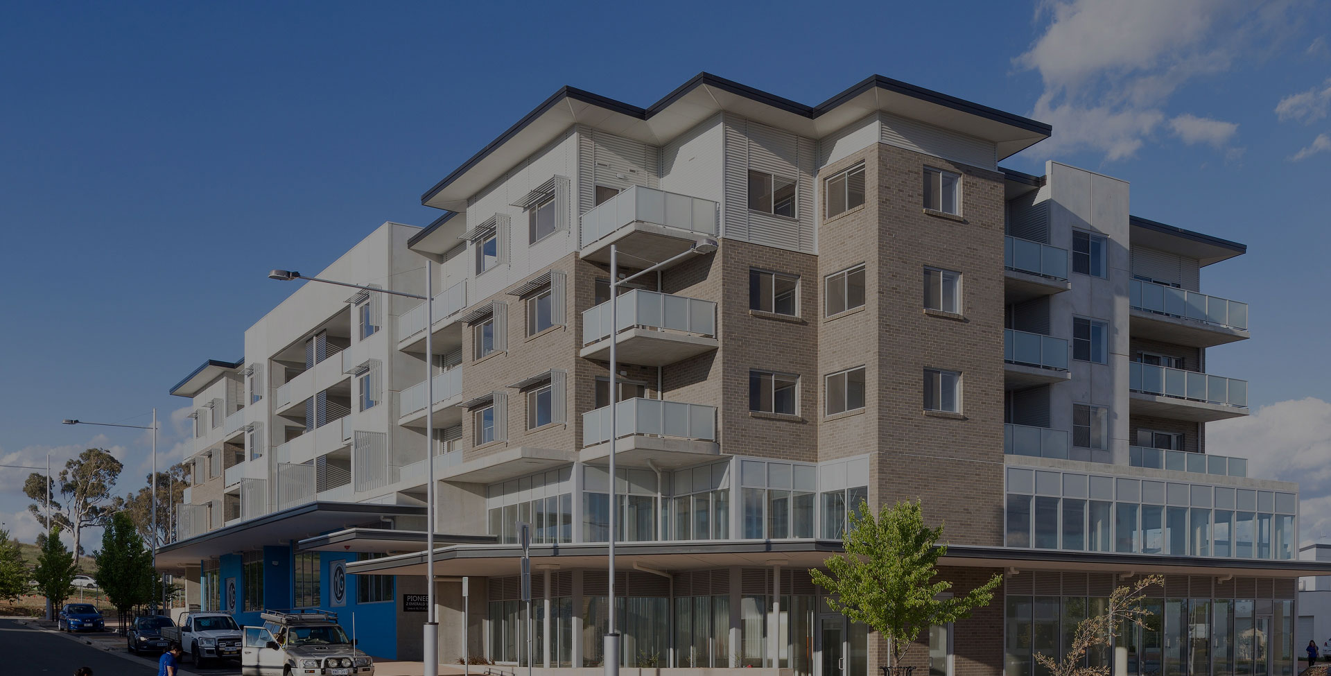 Pioneer minimalist apartment building with brick facade in Canberra