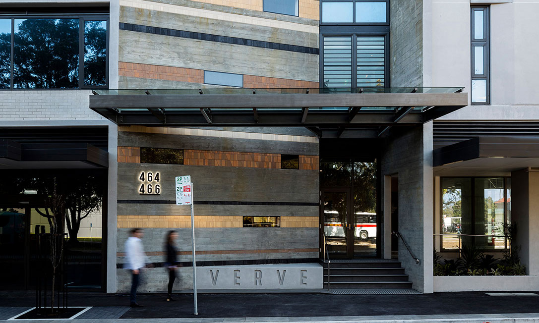 Dual-aspect corner apartment at Verve with splayed balconies