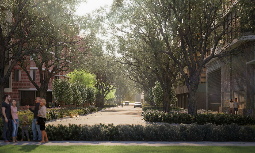 Newlyne central parkland with residents and green open space Lyneham Canberra