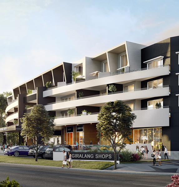 Rendering of G Plus development at Giralang shops