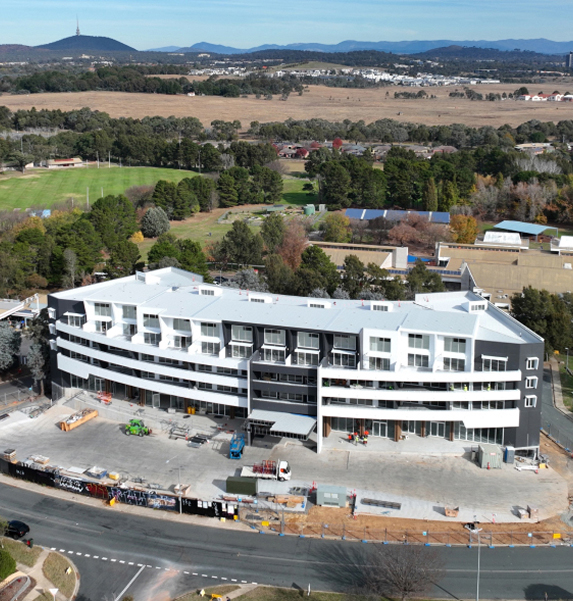 Aerial view of the G+ development under construction in Giralang