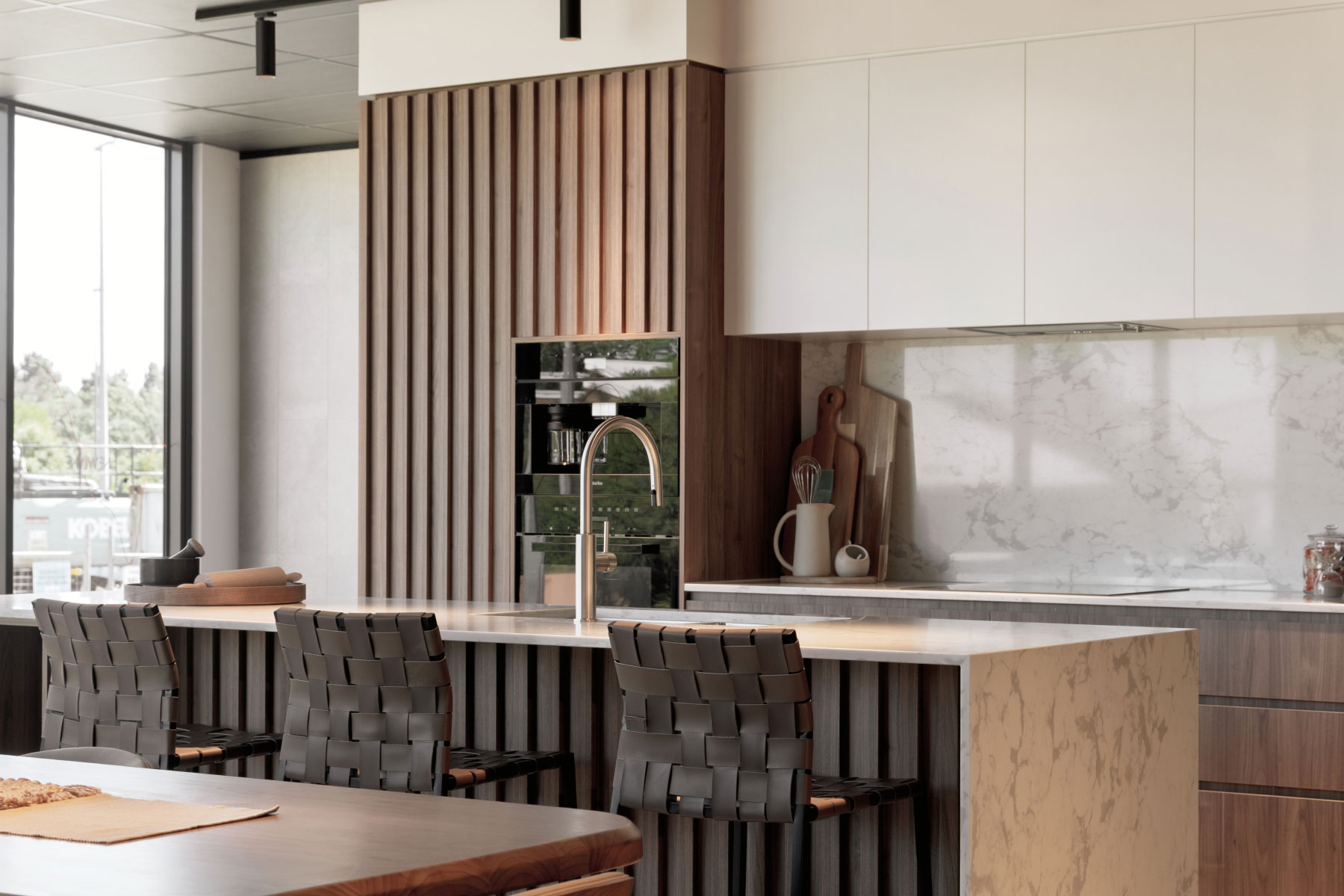 Mattone apartment interior with floor-to-ceiling windows offering views of the Newlyne precinct