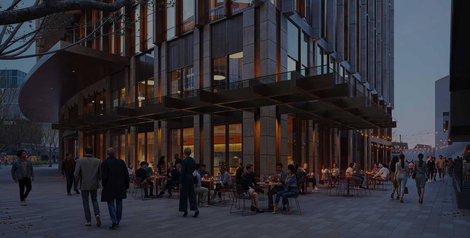 Crystalbrook Aurora hotel development signage at Garema Place featuring the building’s contemporary architectural design