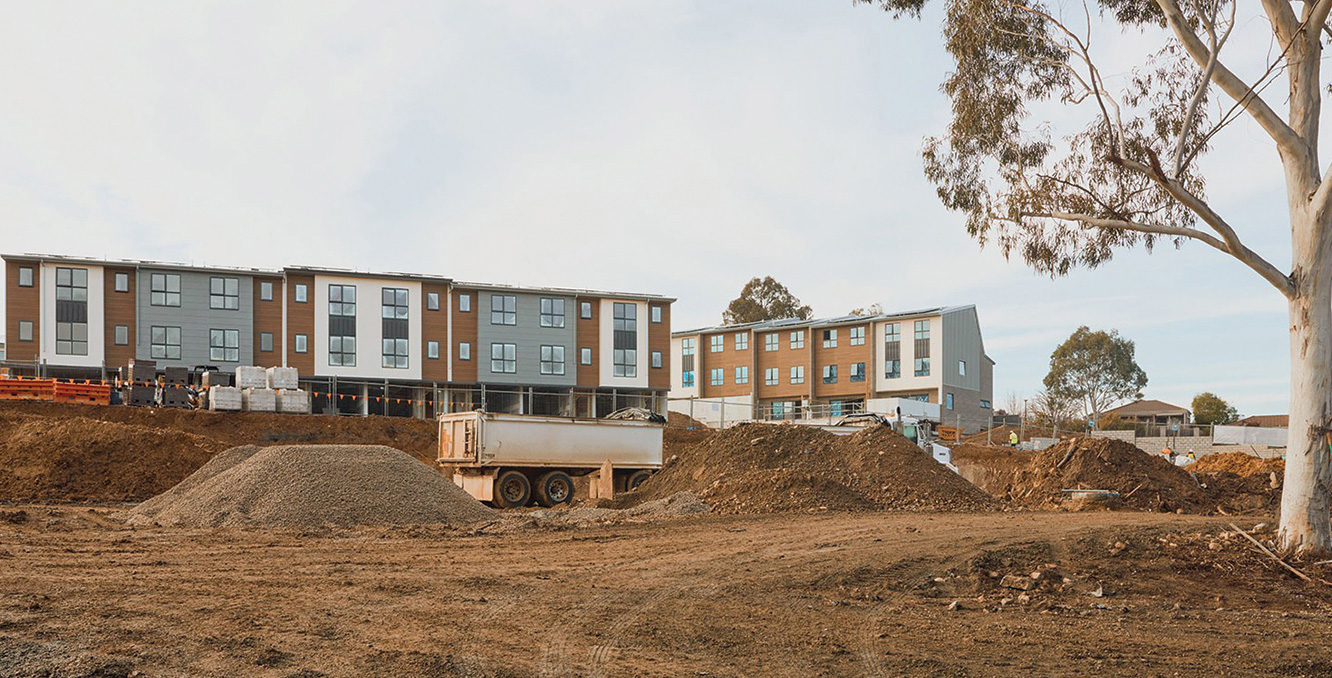 Bruce Precinct construction site with buildings and earthworks in progress