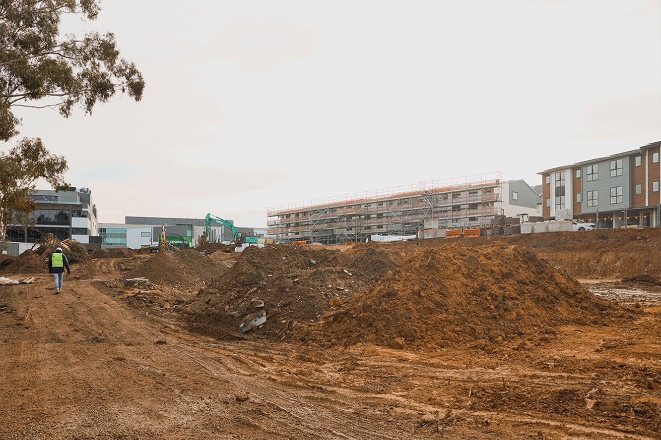 Landscaping and site works underway around Bruce precinct buildings