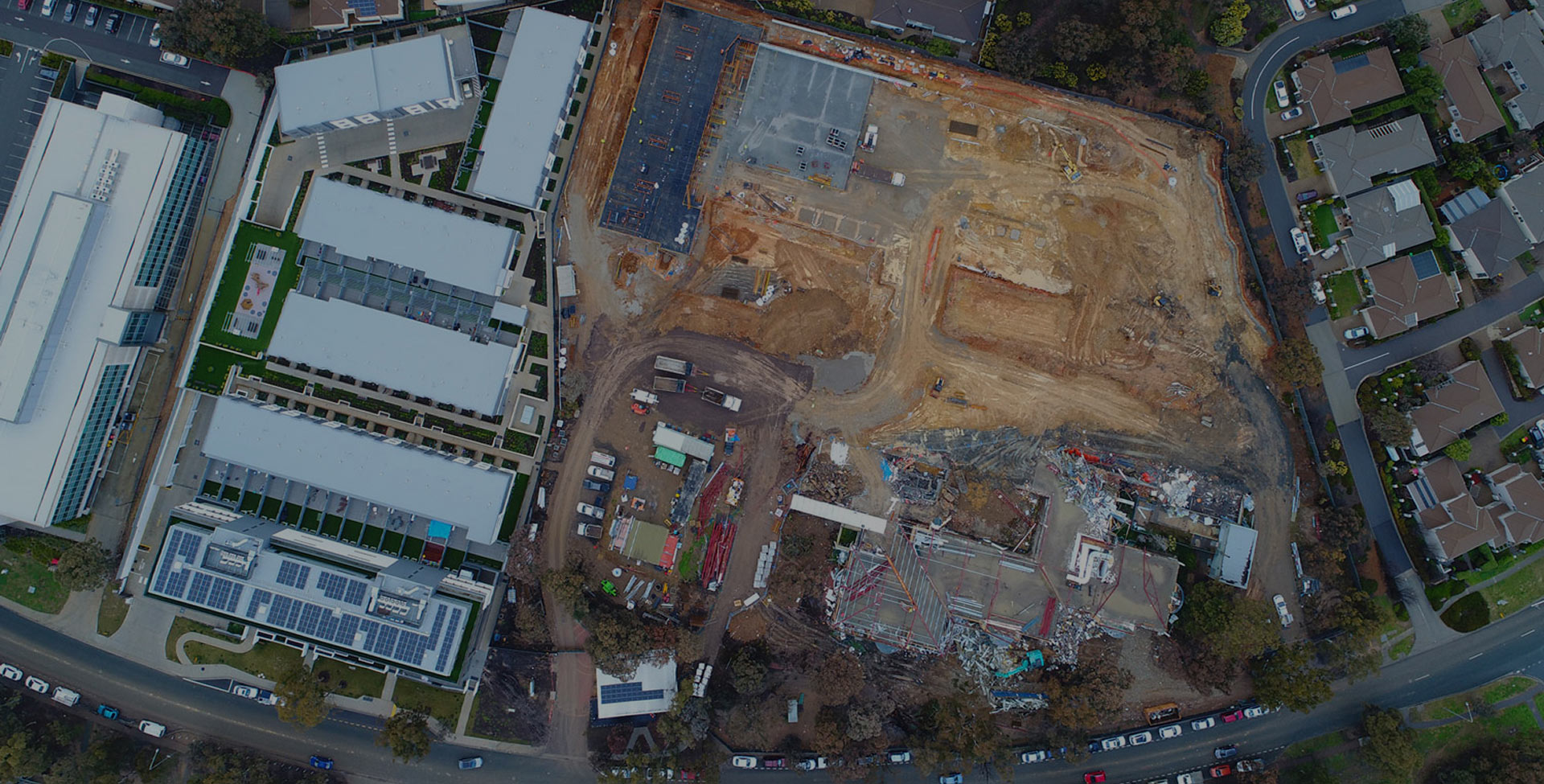 Aerial view of the RISE residences construction site on Thynne Street in Canberra