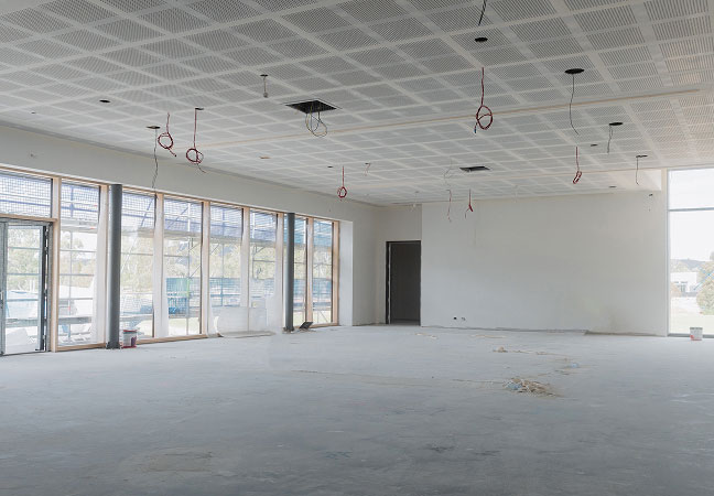 Interior fit-out underway for the new Yowani Country Golf Clubhouse, featuring open spaces for bar and restaurant areas