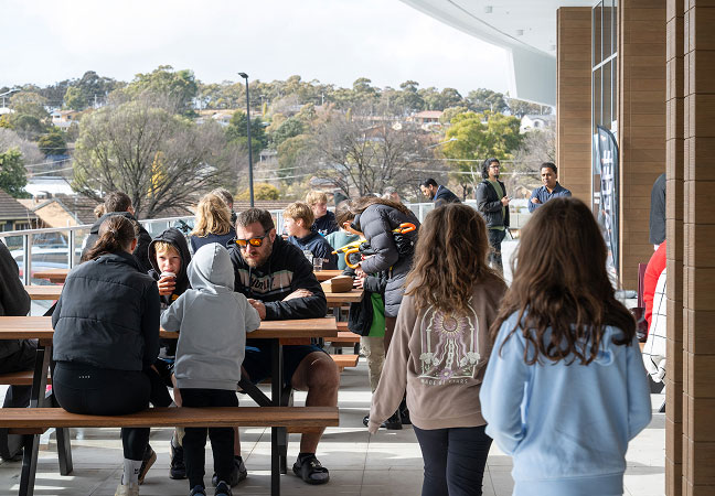 Visitors lining up at the entrance of the newly launched Giralang retail centre