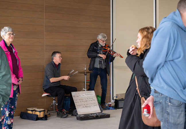 Visitors lining up at the entrance of the newly launched Giralang retail centre
