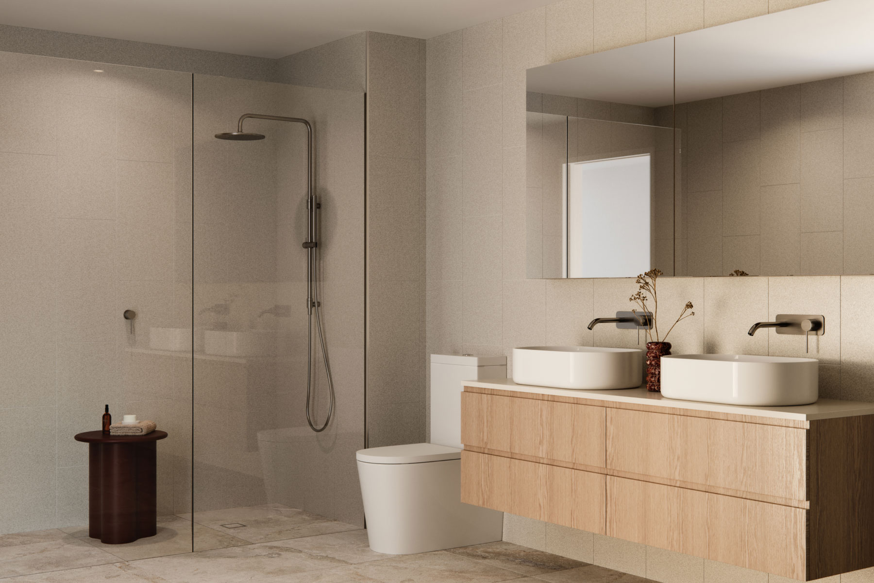 Contemporary living room interior at Mattone with clean design and generous natural light