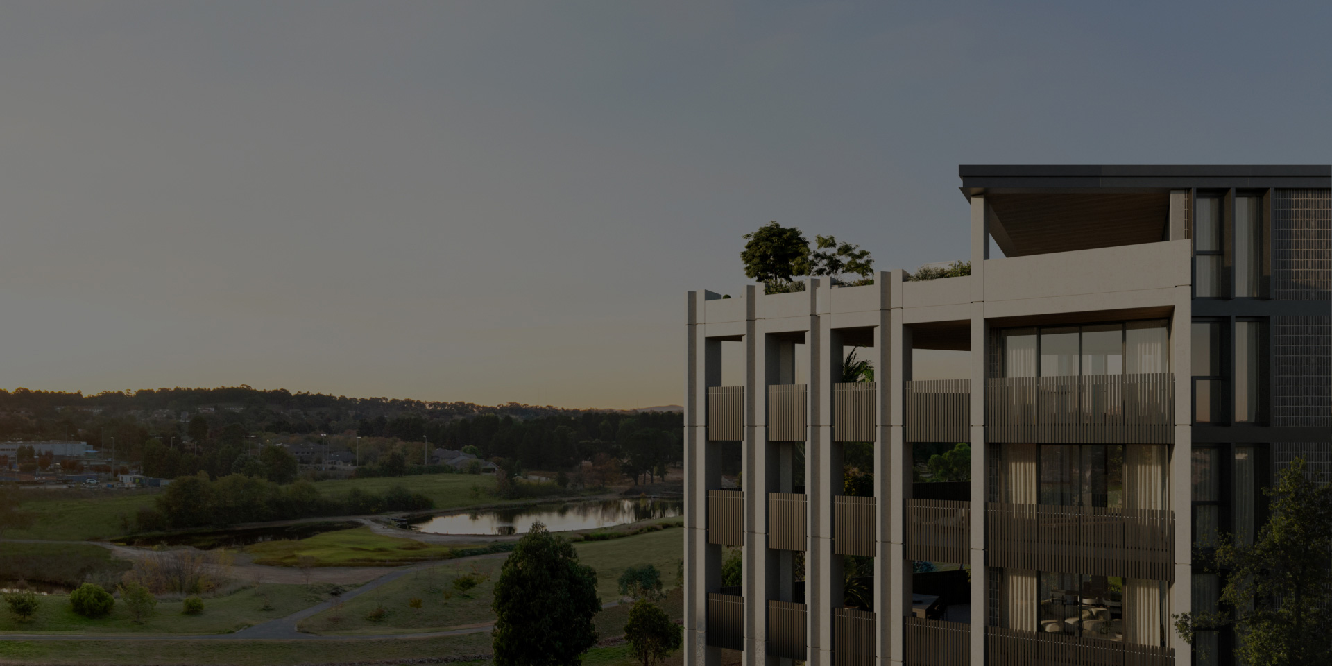 Exterior view of Mattone apartments within the Newlyne precinct, showcasing modern architecture and landscaped surroundings