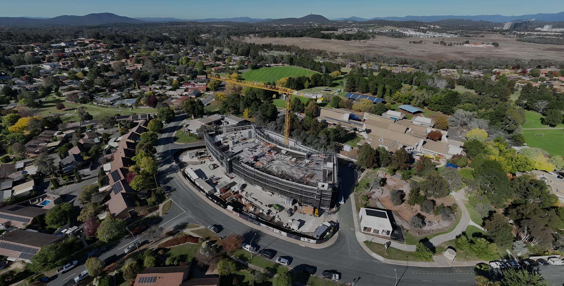 Aerial view of the G+ mixed-use development in Giralang, Canberra by TP Dynamics