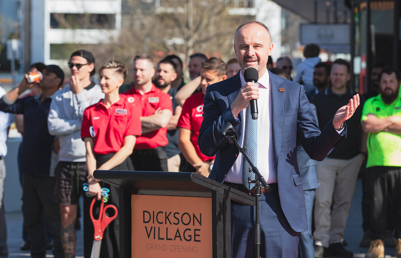 ACT Chief Minister Andrew Barr speaking at the Dickson Village Coles opening ceremony