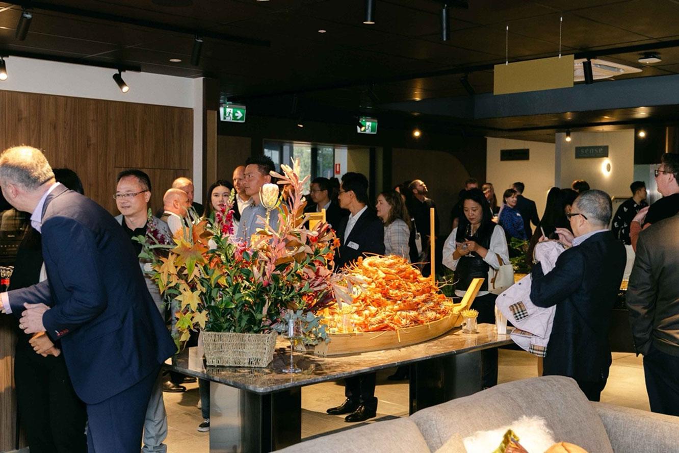 Guests enjoying refreshments at Newlyne Experience Centre launch hosted by TP Dynamics