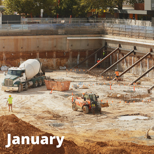 Landscaping and site works underway around Bruce precinct buildings