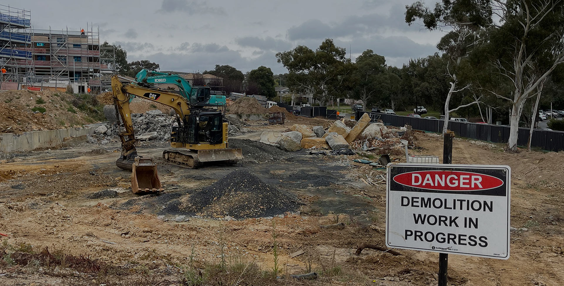 Demolition work in progress at the Ives construction site