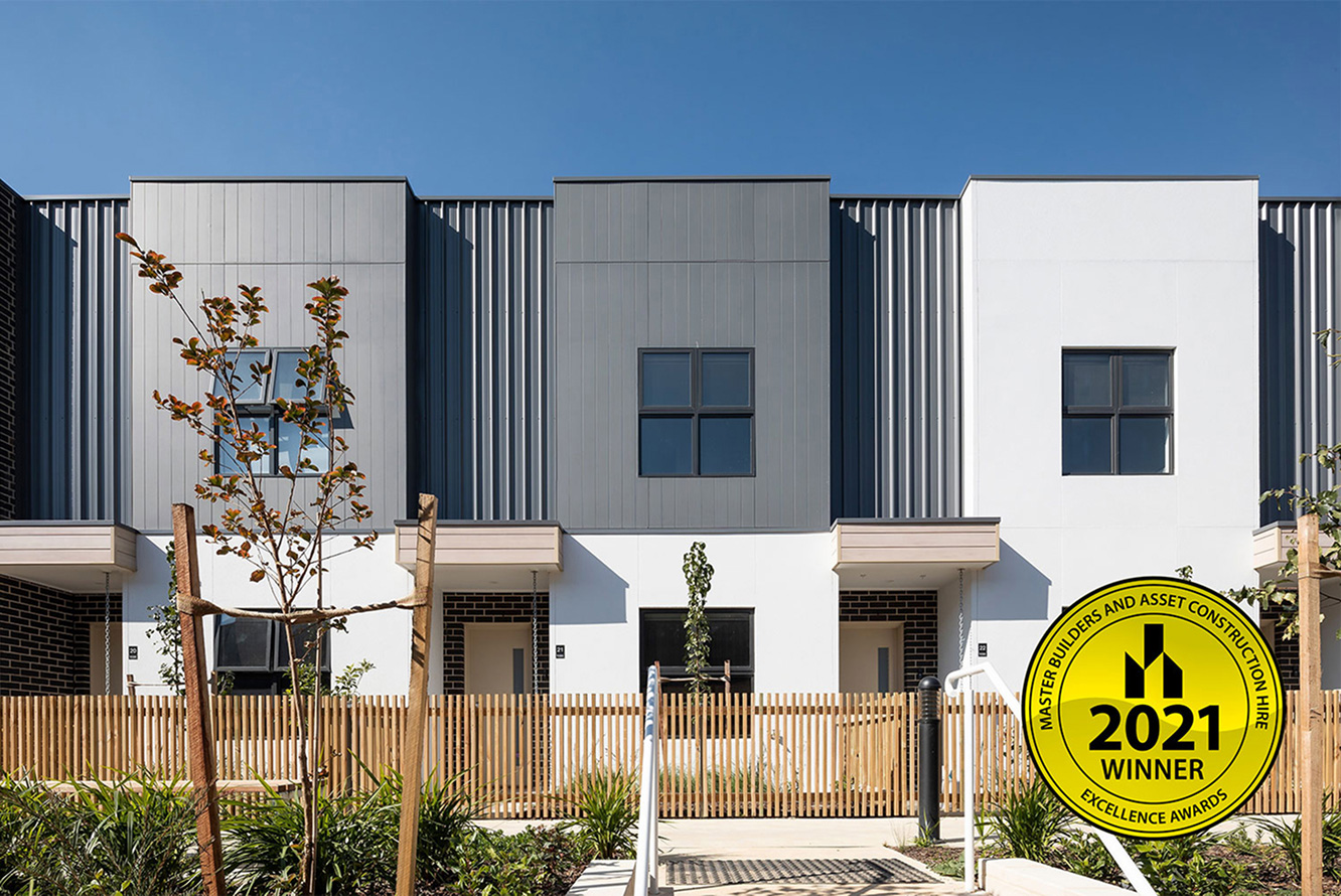 Modern townhouse façades of the WISH development in Bruce by TP Dynamics