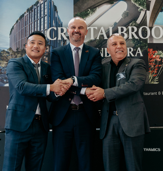 TP Dynamics leadership marking the start of the Garema Place hotel development in Canberra