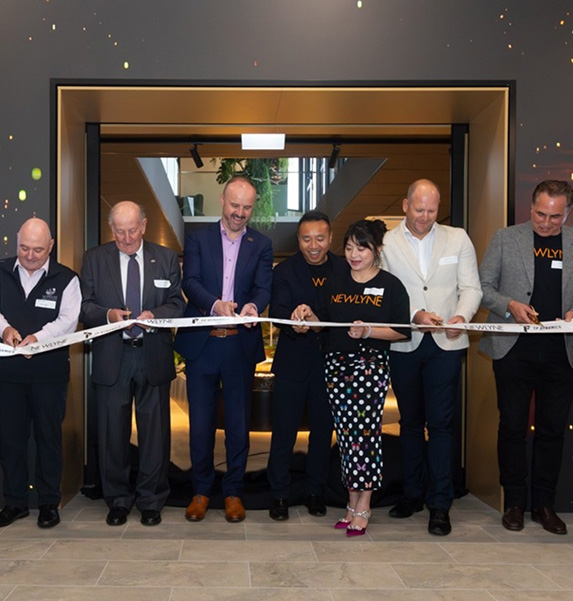 Ribbon-cutting ceremony at Newlyne launch event in Lyneham by TP Dynamics