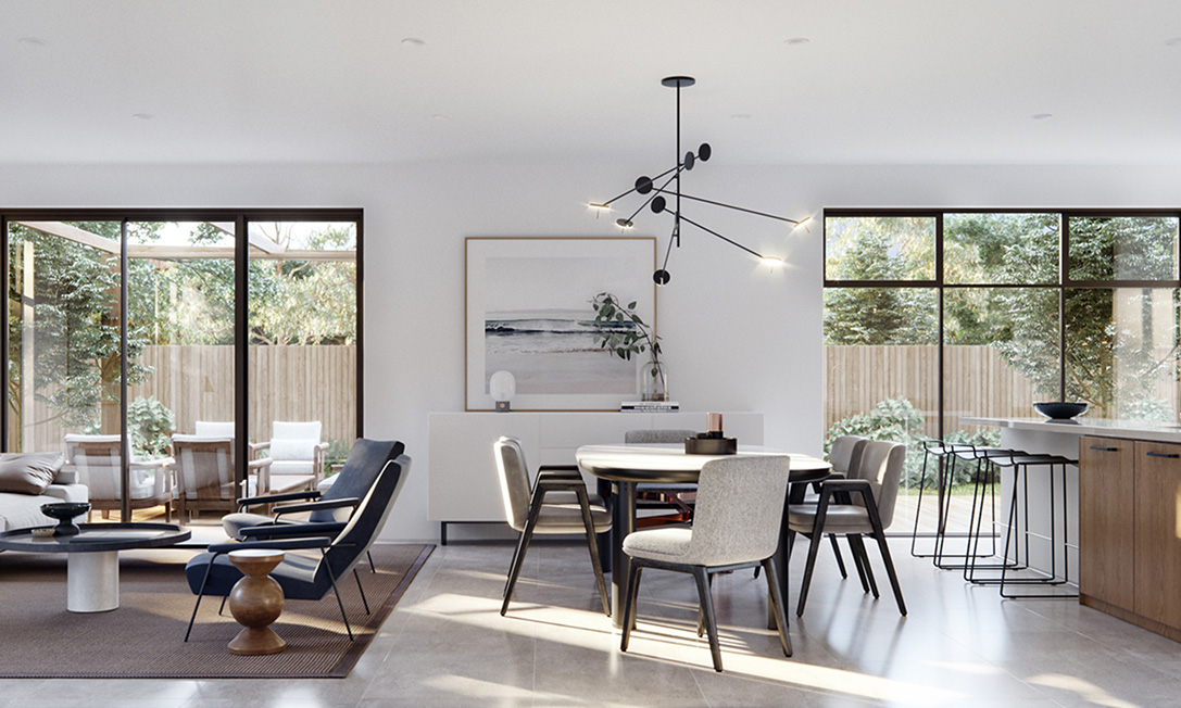 Luxus kitchen with Smeg self-cleaning ovens and stone benchtops for effortless entertaining