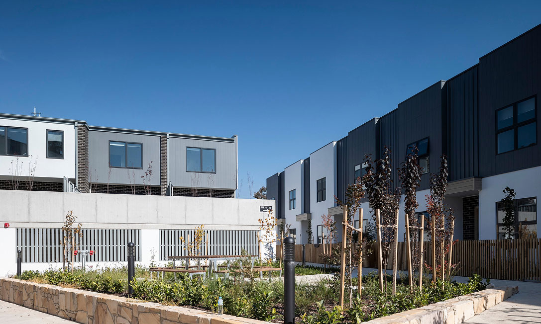 Private townhouse courtyard at WISH for calm indoor–outdoor living in Bruce, Canberra